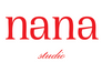 Red 'nana studio' text on a white background